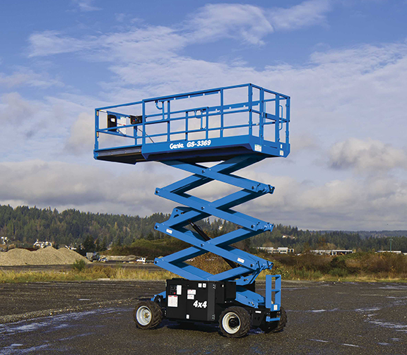 GS 3369 32 ft rough terrain scissor lift rental genie