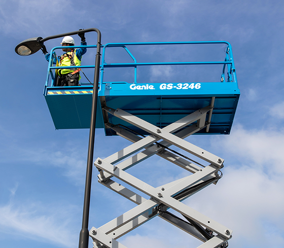 gs3246 genie 32ft scissor lift rental wide